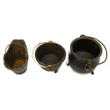 Vintage MINIATURE CAST IRON Lot of 3 Hand-Painted WILTON COAL BUCKET Kettle POT