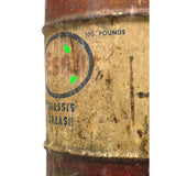 Vintage ESSO "CHASSIS GREASE" DRUM "100 Pounds" Barrel/Can 24"T x 14" dia PATINA