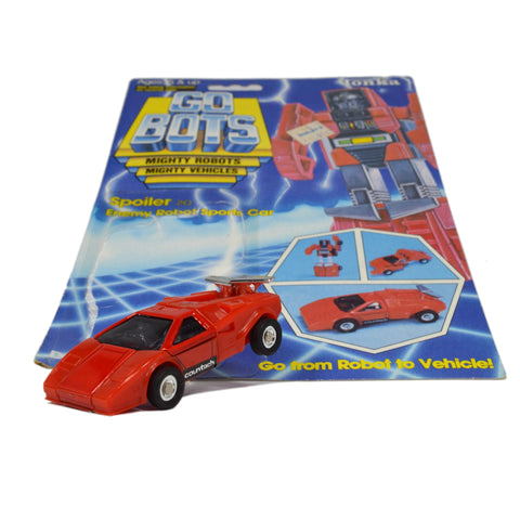 Vintage TONKA GOBOTS "SPOILER" #20 Red Enemy SPORTS CAR w/ ORIGINAL CARD-BACK!