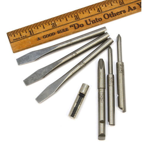 Vintage YANKEE PUSH DRILL/SCREWDRIVER BIT Lot of 7 BITS for STANLEY 30 30A 130 +