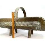 Antique REPOUSSE COPPER LOG RACK Hand-Painted NEWSPAPER/MAGAZINE HOLDER Patina!