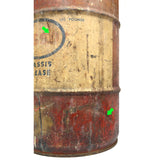 Vintage ESSO "CHASSIS GREASE" DRUM "100 Pounds" Barrel/Can 24"T x 14" dia PATINA