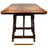 Antique HARDWOOD DROP-LEAF SIDE/END TABLE Turned GATE LEG Lamp/Plant Stand c19th