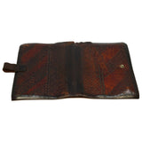 Vintage ITALIAN BIBLE COVER 8x11 Tooled Leather "SANTA BIBLIA" Snap Button "SM"