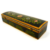 Vintage HAND-PAINTED FOLK ART BOX Homemade TRINKET CHEST Floral-Leaf Motif AAFA?