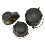 Vintage MINIATURE CAST IRON Lot of 3 Hand-Painted WILTON COAL BUCKET Kettle POT