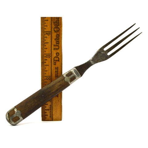 Antique CIVIL WAR ERA FORK Wood & Steel 3-PRONG/TINE Unbranded PRIMITIVE UTENSIL
