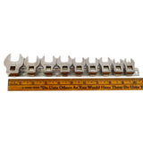 Briefly Used SNAP-ON CROWFOOT SOCKET SET 9 Sockets + Rail FCOM 10mm-18mm METRIC