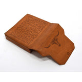 Vintage COWHIDE LEATHER CASE by "WARNER PRODUCTS OF HOLLYWOOD" Odd CRYPTIC MOTIF