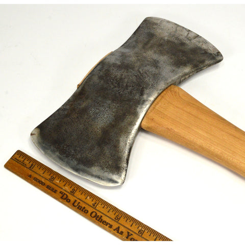 Vintage PLUMB DOUBLE BIT AXE "32" (3-2) New Handle 9.5"w MICHIGAN/CROWN PATTERN