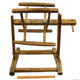 Antique YARN WINDER Primitive & Crude STRING SPINNER Oak WOOD NAILS Decor c.19th