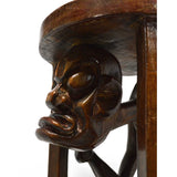 Vintage CARVED HARDWOOD TRIBAL PLANT STAND or 16" ACCENT TABLE Long-Neck Monster