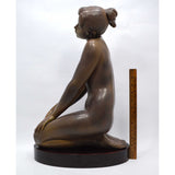 Very Rare LARGE 18" LLADRO Signed "CATALA BLANES" #65 Porcelain NUDE GIRL +Stand