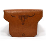 Vintage COWHIDE LEATHER CASE by "WARNER PRODUCTS OF HOLLYWOOD" Odd CRYPTIC MOTIF