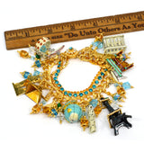 Rare! LUNCH AT THE RITZ "THE WORLD BRUNCH" CHARM BRACELET Eiffel Tower GLOBE ++