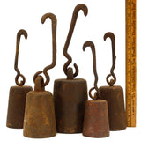 Antique CAST IRON SLIDING SCALE WEIGHT Lot of 5 Hanging HOOK WEIGHTS 22 lb Total