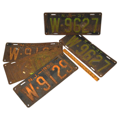 Vintage NJ LICENSE PLATE Lot of 5 New Jersey 1930s PLATES 1934, 1936 & Pair 1937