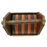 Vintage SPORTCRAFT SHUFFLEBOARD DISC Set of 8 in HOMEMADE WOOD CADDY / CARRIER