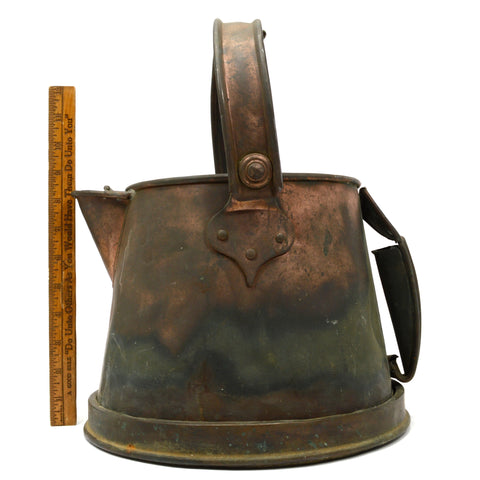 Antique CRUDE COPPER JUG Primitive FRENCH KETTLE Watering Can ODD BUCKET Patina!