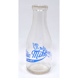 Vintage GLASS NJ MILK BOTTLE Blue Pyro! "LESLIE MIKE DAIRY" Flemington VERY RARE