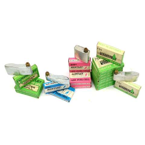 Vintage BENTLEY BUTANE GAS REFILL Lot of 17 FUEL CELLS Mixed Types & Sizes NOS!!