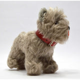 Vintage STEIFF "TESSIE" SCHNAUZER DOG 5" Gray Hair RED COLLAR w/ EAR TAG #320/14