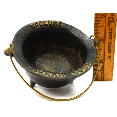 Vintage CAST IRON "McCLURE BEAN SOUP" Miniature ADVERTISING KETTLE Pot CAULDRON