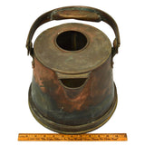 Antique CRUDE COPPER JUG Primitive FRENCH KETTLE Watering Can ODD BUCKET Patina!