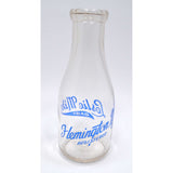 Vintage GLASS NJ MILK BOTTLE Blue Pyro! "LESLIE MIKE DAIRY" Flemington VERY RARE