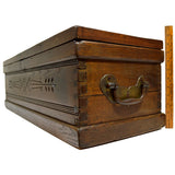 Antique DOVETAIL HARDWOOD BLANKET CHEST 35" Tool Box STANLEY WORKS Brass Handles