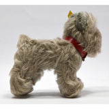 Vintage STEIFF "TESSIE" SCHNAUZER DOG 5" Gray Hair RED COLLAR w/ EAR TAG #320/14