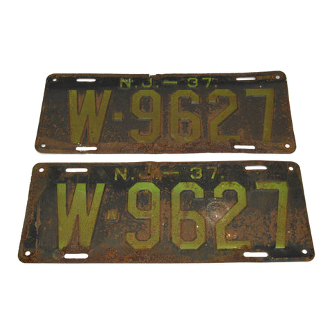 Vintage NJ LICENSE PLATE Lot of 5 New Jersey 1930s PLATES 1934, 1936 & Pair 1937