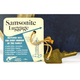 Vintage SAMSONITE #4712 LADIES TRAIN CASE 13"x8"x9" w/ TAG, TRAY & KEY Dark Blue