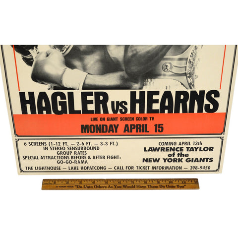 Vintage HAGLER vs HEARNS "THE FIGHT" BOXING POSTER 21x16 Lake Hopatcong, NJ Rare