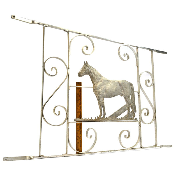 Salvaged ARCHITECTURAL HARDWARE Aluminum SCREEN DOOR FRAME w/ HORSE MOTIF c.1950