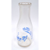 Vintage GLASS NJ MILK BOTTLE Blue Pyro! "LESLIE MIKE DAIRY" Flemington VERY RARE