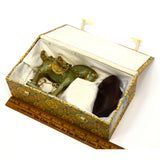 Antique CHINESE CARVED JADE HORSE Gold-Gilt & Enamel JEWELED SADDLE-BRIDLE + Box
