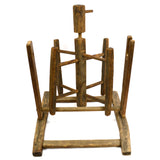 Antique YARN WINDER Primitive & Crude STRING SPINNER Oak WOOD NAILS Decor c.19th