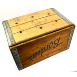 Vintage BORDEN'S MILK Wooden N.Y. DAIRY CRATE w/ Embossed STEEL CORNER BRACKETS