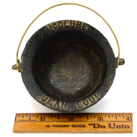 Vintage CAST IRON "McCLURE BEAN SOUP" Miniature ADVERTISING KETTLE Pot CAULDRON