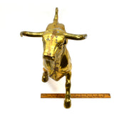 Vintage HEAVY BRASS BULL STATUE Large 21", 24 lbs OX / OXEN FIGURINE Wall Street