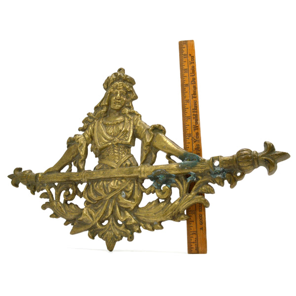 Vintage BRASS FIGURAL WOMAN WALL DECOR 18" Salvaged/Broken Coat Rack REPURPOSE?!