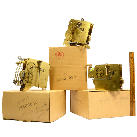 Lot of 3! HAMILTON CLOCK COMPANY MOVEMENTS No.'s 1050-020, 351=030 & 351-030 A