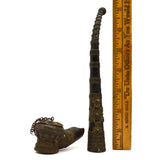 Antique ISLAMIC CHIBOUK SMOKING PIPE Brass & Copper TOPHANE BOWL Ottoman RARE!!