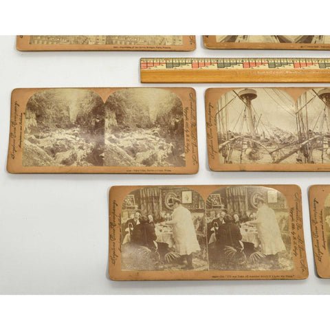 Antique STEREOSCOPE CARD Lot 11 STEREOVIEWS Keystone View c.1895-1900 BATTLESHIP