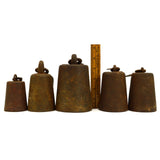 Antique CAST IRON SLIDING SCALE WEIGHT Lot of 5 Hanging HOOK WEIGHTS 22 lb Total
