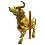 Vintage HEAVY BRASS BULL STATUE Large 21", 24 lbs OX / OXEN FIGURINE Wall Street