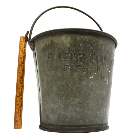 VTG/Antique GALVANIZED BUCKET-PAIL Embossed "N.J. ENG. & SUPPLY CO." Passaic, NJ
