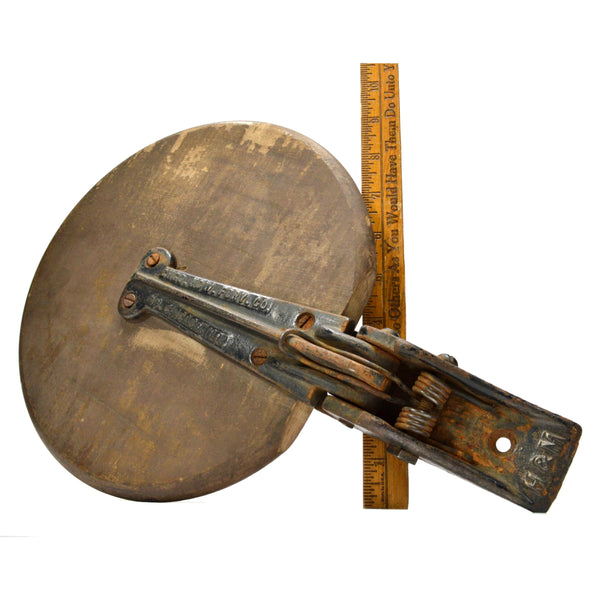 Vintage WALL-MOUNTED FLIP-DOWN STOOL 10" Wood Seat "H&M / CHICAGO HDW. FDRY. CO"