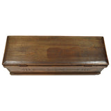 Antique DOVETAIL HARDWOOD BLANKET CHEST 35" Tool Box STANLEY WORKS Brass Handles